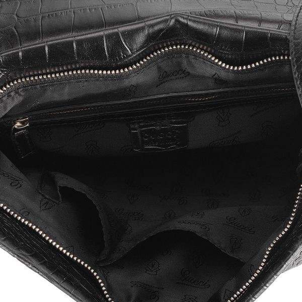 1:1 Gucci 241116 Crocodile Veins Single Shoulder Bag-Black